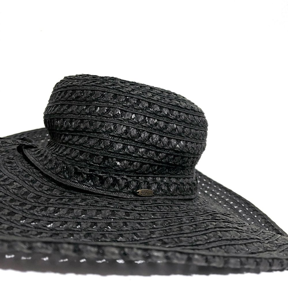 Scala Wide Brim Crochet Paper Straw Sun Hat - Picture 9 of 10